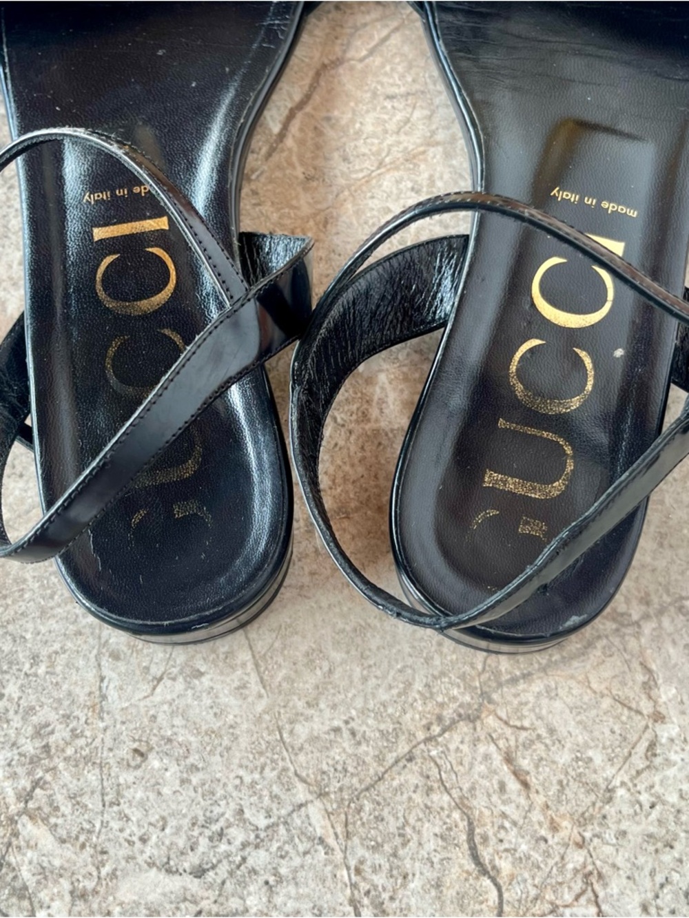 Gucci Horsebit Black Patent Leather Ankle Strap Flat Sandals - Picture 5 of 8